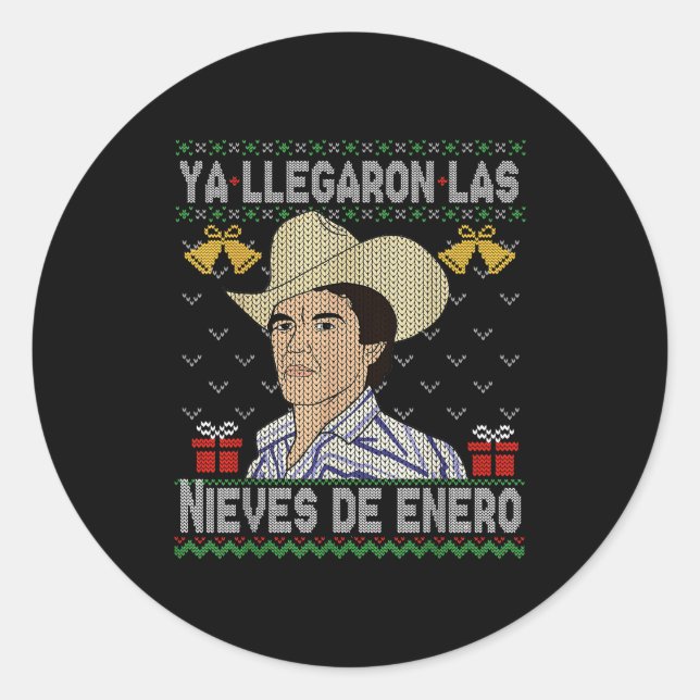 Feliz Navidad Spanish Las Nieves De Enero El Del C Classic Round Sticker (Front)