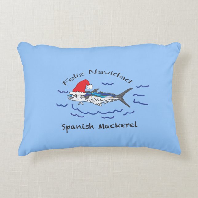 Feliz Navidad Spanish Mackerel Decorative Cushion (Front)