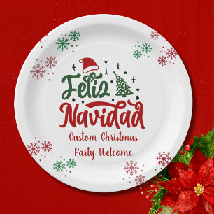 Feliz Navidad Spanish Merry Christmas Paper Plate