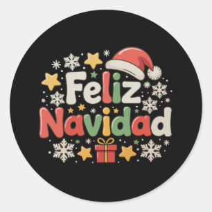 Feliz Navidad Spanish Mexican Merry Christmas Xmas Classic Round Sticker