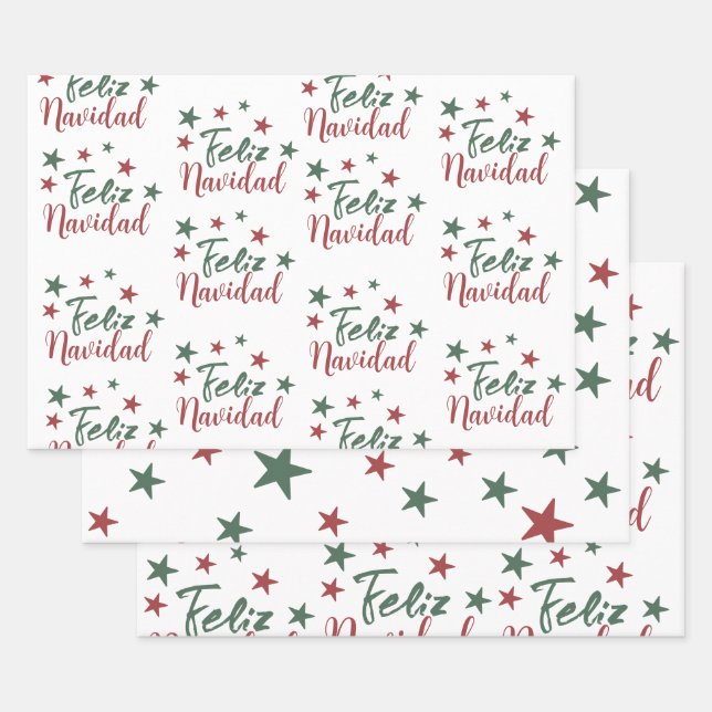 Feliz Navidad  Spanish Modern Christmas    Wrapping Paper Sheet (Set)
