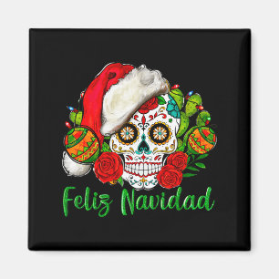 Feliz Navidad Sugar Skull Mexican Christmas  Magnet