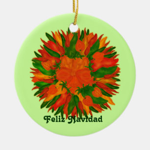 Feliz Navidad Sunny Peppers Ceramic Tree Decoration