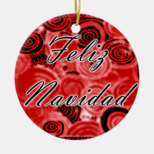Feliz Navidad Swirls Ceramic Tree Decoration
