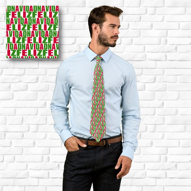 Feliz Navidad Text Pattern Tie (Feliz Navidad Text Pattern Tie)