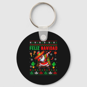 Feliz Navidad Xmas Sweater Santa Sombrero Dabbing  Key Ring