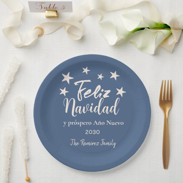 Feliz Navidad  y próspero Año Nuevo Holiday Party  Paper Plate (Wedding)