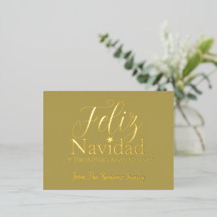 Feliz Navidad y Prospero Año Nuevo Modern Foil Holiday Postcard
