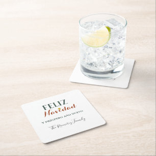 Feliz Navidad y prospero ano nuevo   Square Paper Coaster