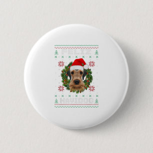 Feliz Navidog Airedale Terrier Dog Sant 6 Cm Round Badge