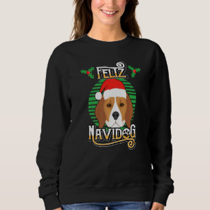 Feliz Navidog Beagle Dog Santa Hat  Merry Christma Sweatshirt