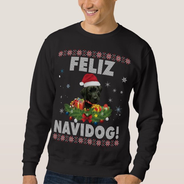Feliz Navidog Black Labrador Dog Ugly Sweater Chri (Front)