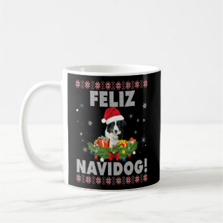 Feliz Navidog Border Collie Dog Ugly Sweater Chris Coffee Mug