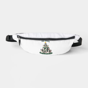 Feliz Navidog Christmas Dog T-Shirt, Funny Cute Xm Bum Bags
