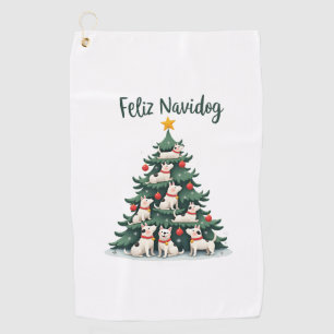 Feliz Navidog Christmas Dog T-Shirt, Funny Cute Xm Golf Towel