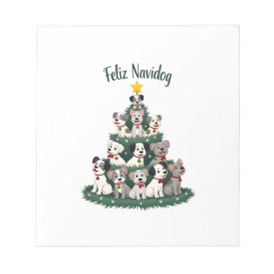 Feliz Navidog Christmas Dog T-Shirt, Funny Cute Xm Notepad