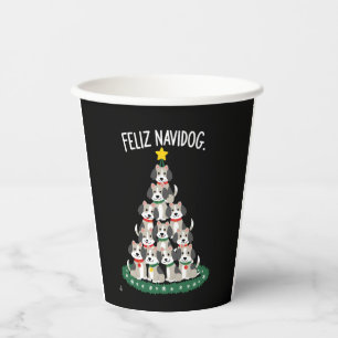 Feliz Navidog Christmas Dog T-Shirt, Funny Cute Xm Paper Cups