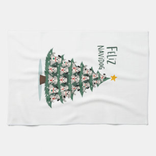 Feliz Navidog Christmas Dog T-Shirt, Funny Cute Xm Tea Towel