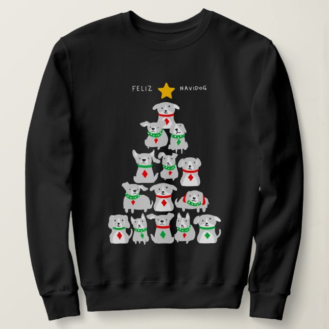 Feliz Navidog Christmas Tree Sweatshirt (Design Front)