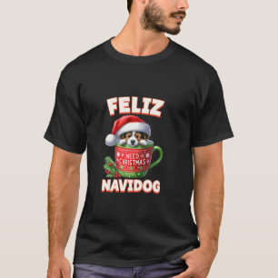 Feliz Navidog Cute Christmas Dog Hot Chocolate T-Shirt