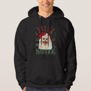 Feliz Navidog Cute Pomeranian Dog Wearing Christma Hoodie