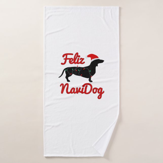 Feliz Navidog Dachshund Christmas  Bath Towel (Bath Towel)