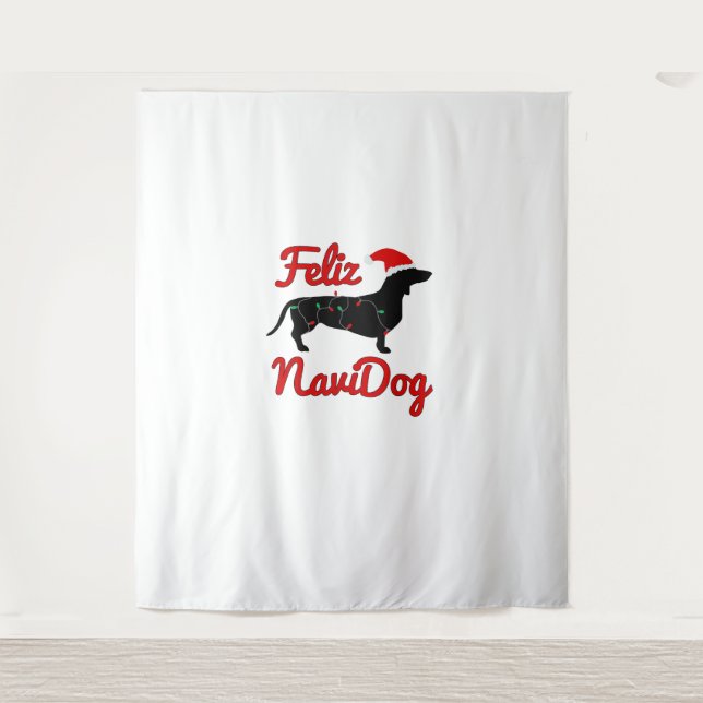 Feliz Navidog Dachshund Christmas  Tapestry (Front)