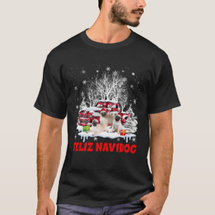 Feliz Navidog Merry Christmas Santa Pug Dog Plaid  T-Shirt
