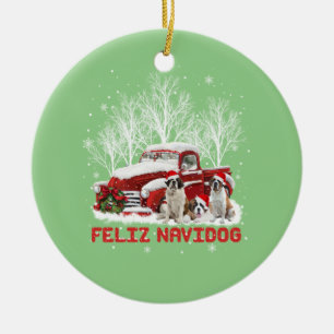 Feliz Navidog Saint Bernard Christmas Dog Lovers Ceramic Tree Decoration