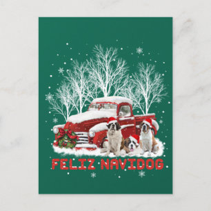 Feliz Navidog Saint Bernard Christmas Dog Lovers Postcard