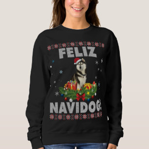 Feliz Navidog Siberian Husky Dog Ugly Sweater Chri
