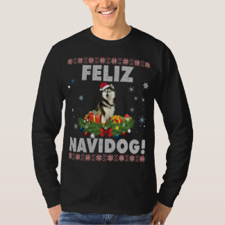 Feliz Navidog Siberian Husky Dog Ugly Sweater Chri