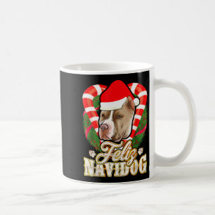 Feliz Navidog Tbull With Santa Claus Hat Ttie Chri Coffee Mug