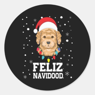 Feliz Navidood Goldendoodle Labradoodle Classic Round Sticker