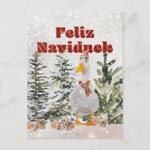 Feliz Naviduck Watercolor Duck Holiday Postcard