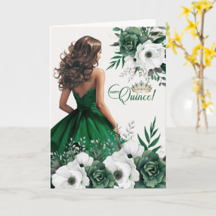Feliz Quinceanera 15th Birthday Emerald Green Card