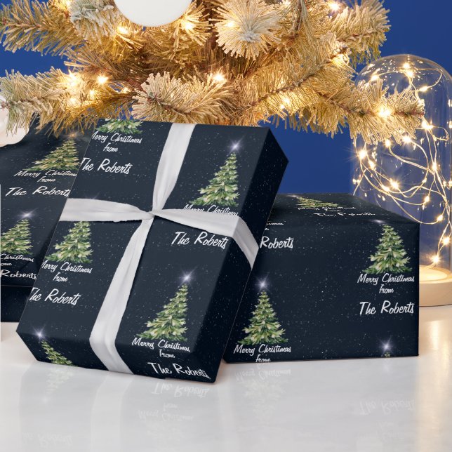 Feliz Regalo de la Familia de Árboles de Navidad A Wrapping Paper (Holidays)