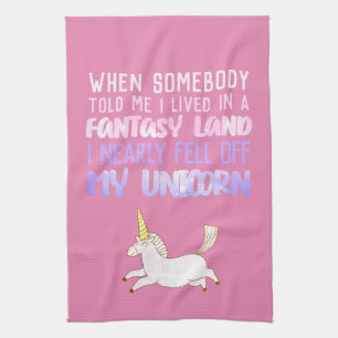 fell off my unicorn, girly gifts, cutesy tea towel