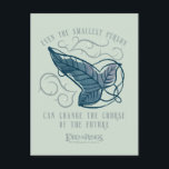 Fellowship Elven Brooch Quote Graphic Postcard<br><div class="desc">Celebrate the Fellowship with this elegant, Lord of the Rings™ Elven brooch design. Featuring a beautifully detailed leaf carried on swirling Elvish vines, the artwork symbolizes the connection between those entrusted with the protection of Middle-Earth™. The meaningful quote, “Even the smallest person can change the course of the future, ”...</div>