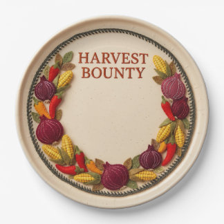 Felt Applique Harvest Vegetables Thanksgiving Paper Plate
