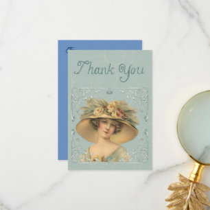 Felt Ecru Vintage Woman Thank You Card