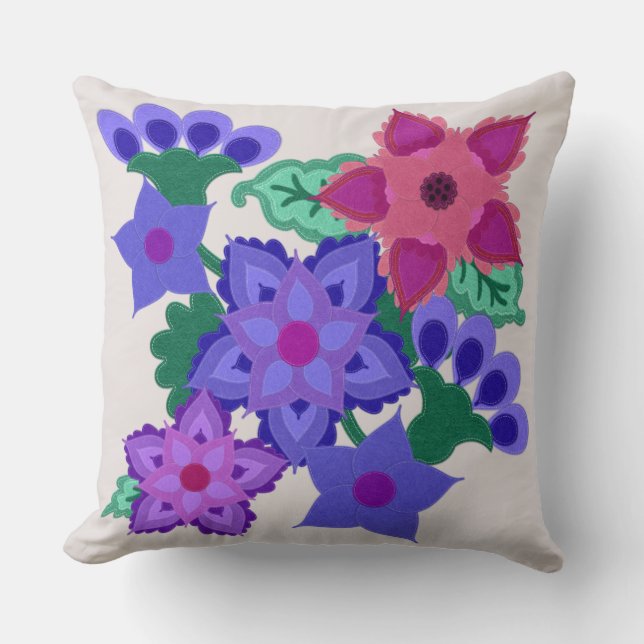 Felt Florals | Boho Chic Style Cushion (Front)