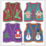 Felt Look Adorable Christmas Tacky Vests<br><div class="desc">Adorable stickers for Christmas! Those tacky vests and sweaters are really so cute,  fun designs for decorating the windows,  walls,  mirrors,  ice box or wherever you choose! See my Tacky Sweaters too! Cherie's Art(c)2023</div>