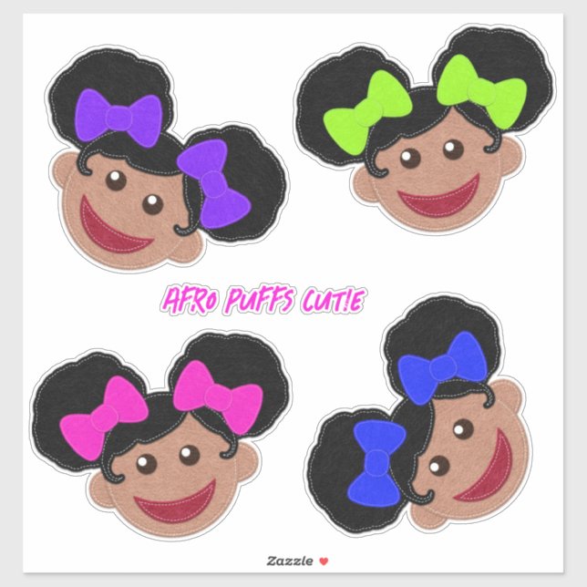 Felt Look Afro Puffs Cuties You Customise (Sheet)