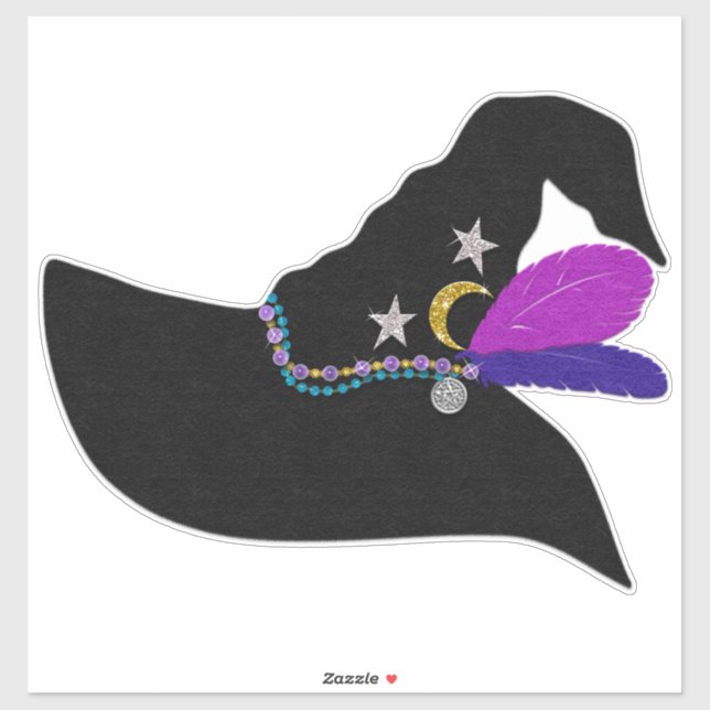 Felt Look Witch Hat With Pentagram Charm (Sheet)