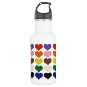 Felt patterned cute colourful hearts 532 ml water bottle