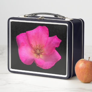 Felt pen roses - metal and black bg lunch box