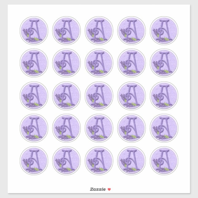 Felt Style Lavender Monogram Rounds (Sheet)