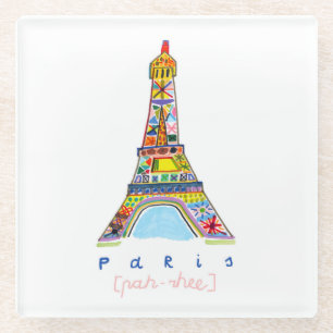 Felt Tip Drawing of Paris Glass Coaster