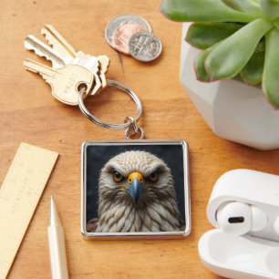 Felted Bird Portrait Key Ring